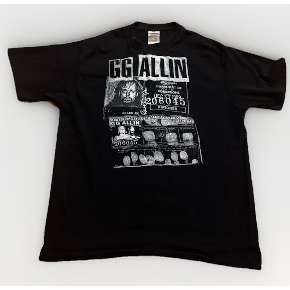 Vintage GG Allin Shirt M Mugshot Murder Junkies Punk Sickest Rocker Band  Rare
